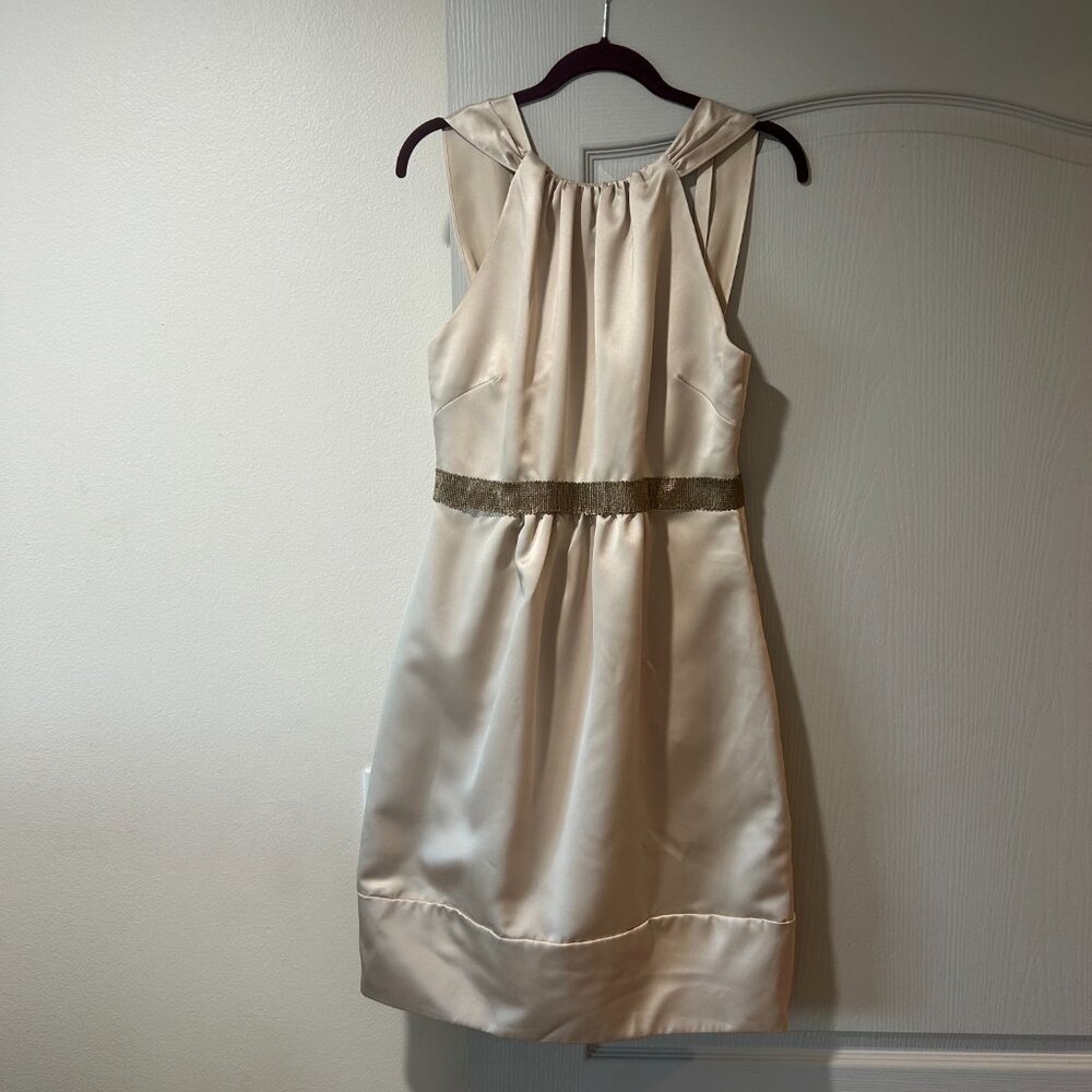 Vera Wang Maids Champagne Satin Bridesmaid Dress